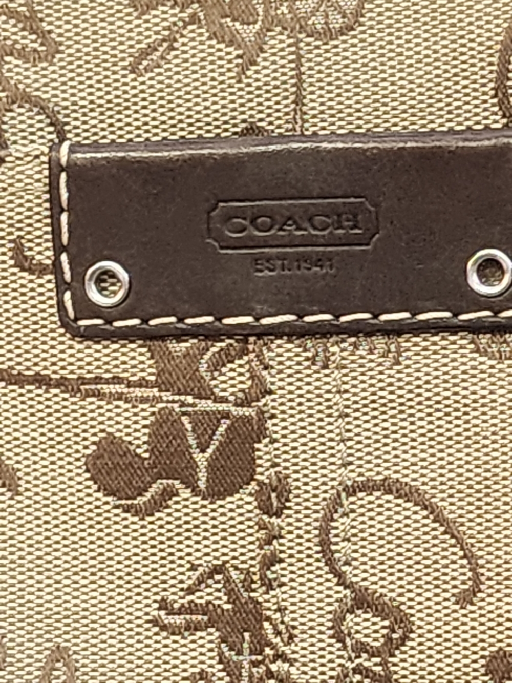 Coach Beige Signature Canvas Crossbody Bag-9×6.5 - Picture 2 of 7